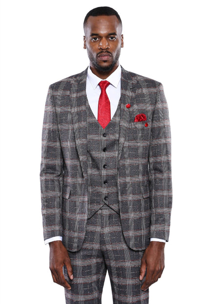 KOALA SYDNEY  Checked Slim-Fit Grey Men Blazer -