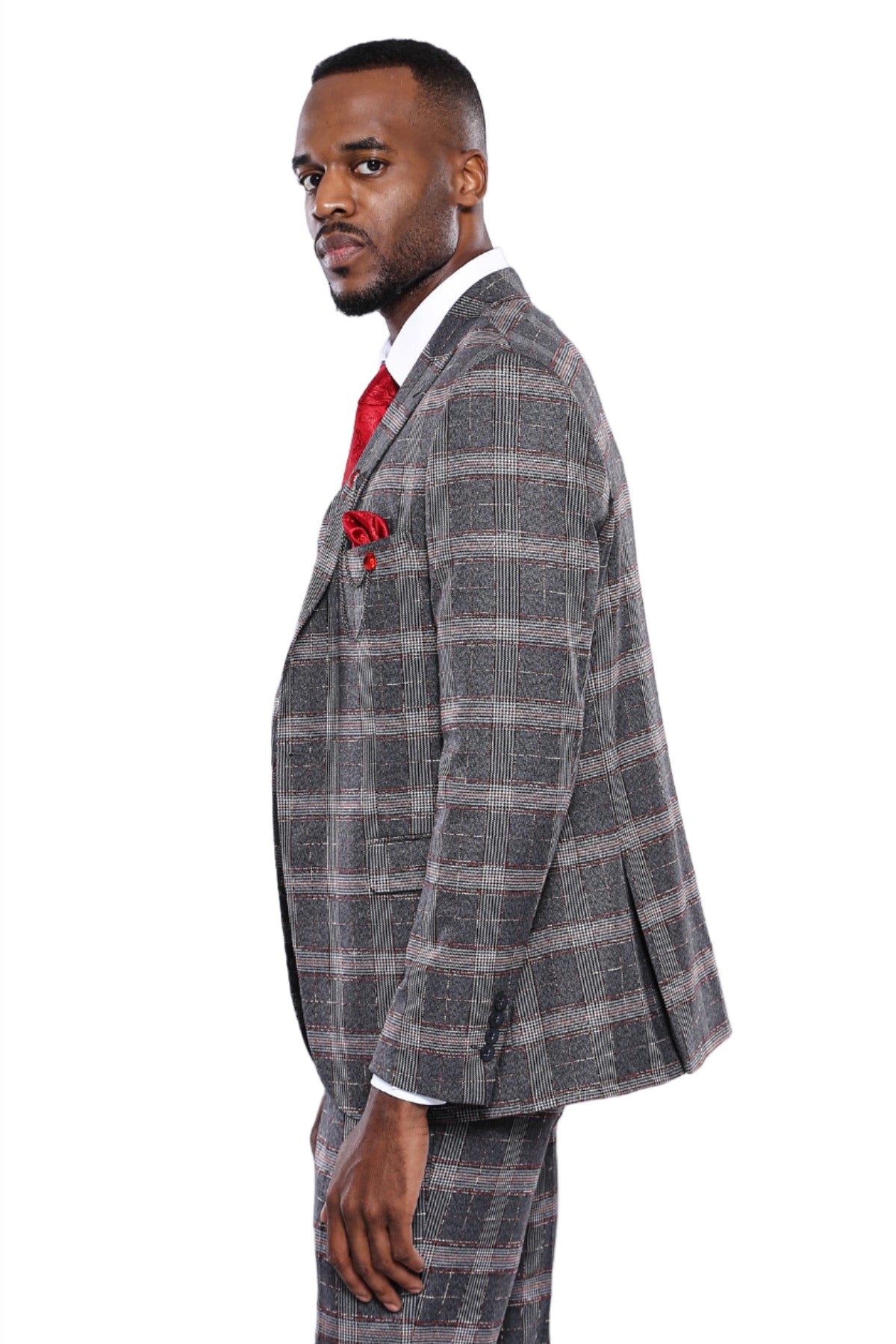 KOALA SYDNEY  Checked Slim-Fit Grey Men Blazer -