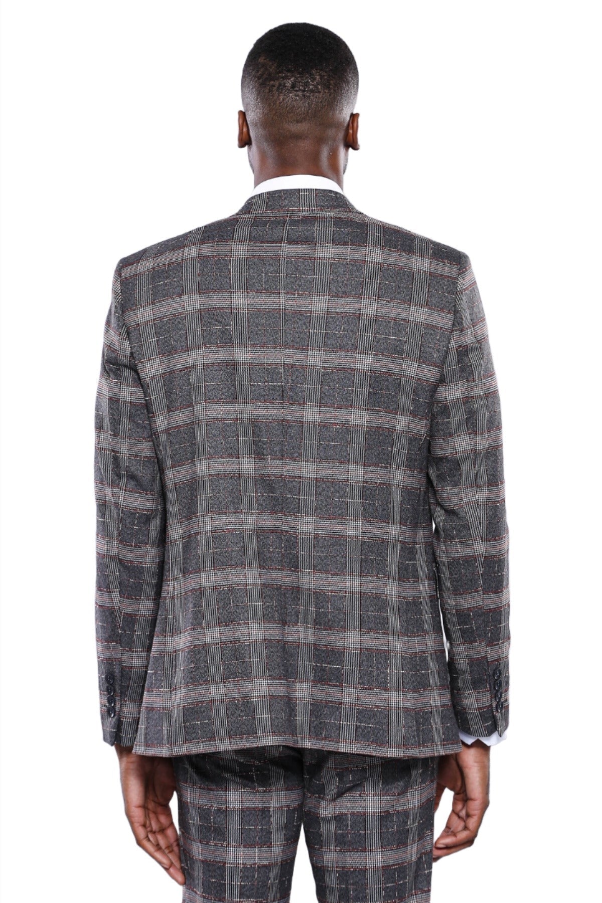 KOALA SYDNEY  Checked Slim-Fit Grey Men Blazer -