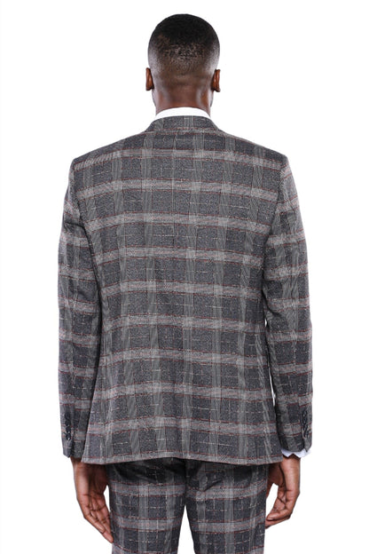 KOALA SYDNEY  Checked Slim-Fit Grey Men Blazer -