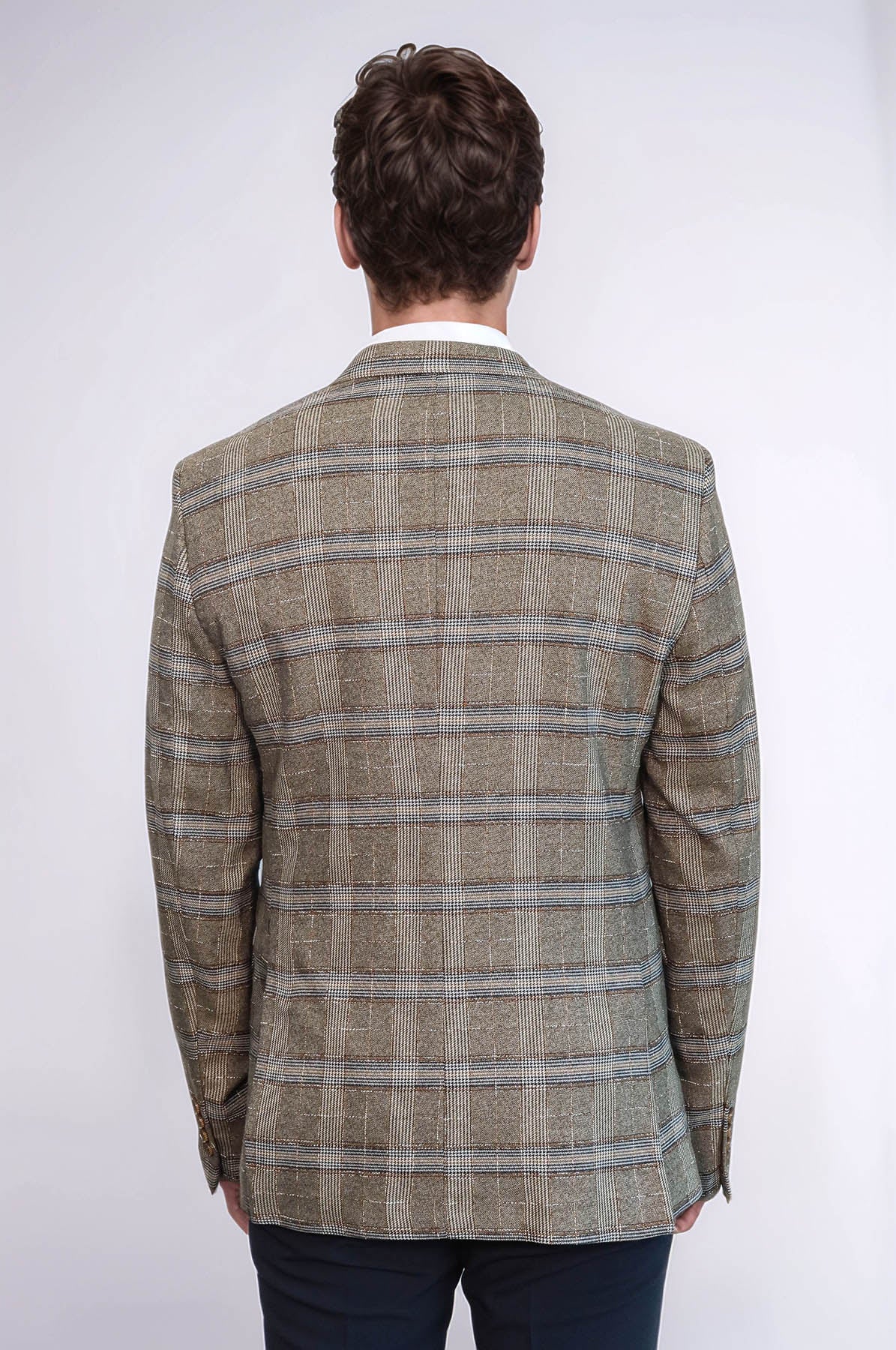 KOALA SYDNEY Checked Slim-Fit Beige Men Blazer