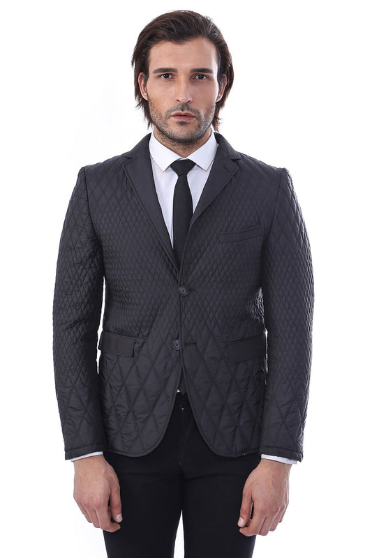 KOALA SYDNEY 3 Pockets 2 Button Quilted Coat Jacket Black Short Coat-Wessi