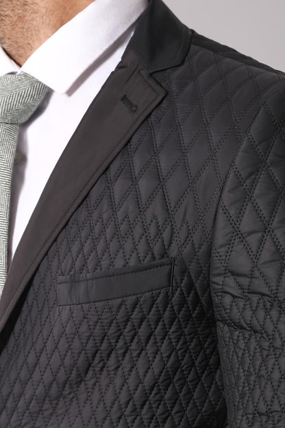 KOALA SYDNEY 3 Pockets 2 Button Quilted Coat Jacket Black Short Coat-Wessi