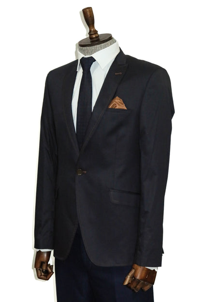 KOALA SYDNEY  Single Button Cotton Mono Lapel Navy Blue Jacket-