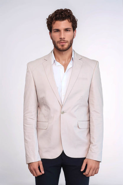 3 pocket Single Button Cotton Grey Jacket-Wessi