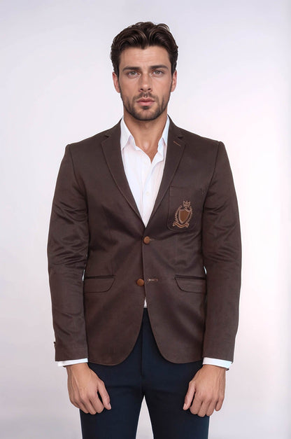 KOALA SYDNEY  2 Buttons 3 Pockets Crested Cotton Brown Jacket