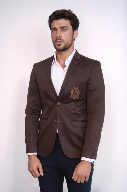 KOALA SYDNEY  2 Buttons 3 Pockets Crested Cotton Brown Jacket