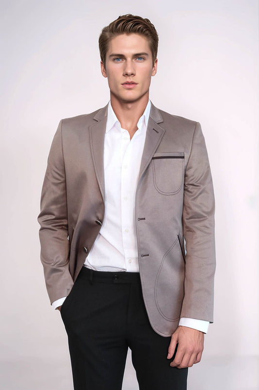 Beige Blazer With Patch Pockets