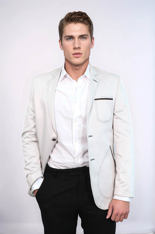 Grey Blazer With Patch Pockets