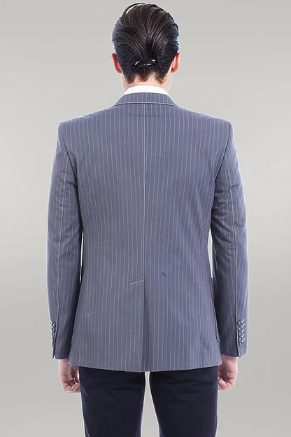 KOALA SYDNEY Striped Single Slit Crested Bag Pocket Grey Jacket-Wessi