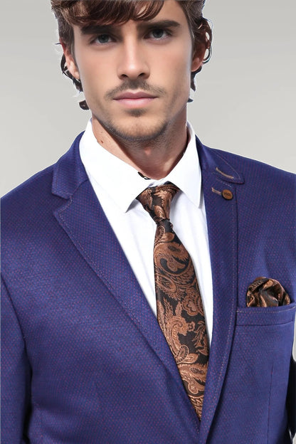 2 Button Combed Plaid Sax Blue Men Jacket