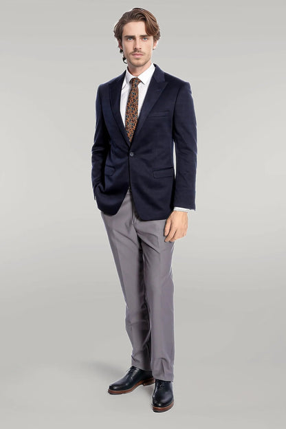 KOALA SYDNEY Navy Blue Plain Slim-Fit Jacket