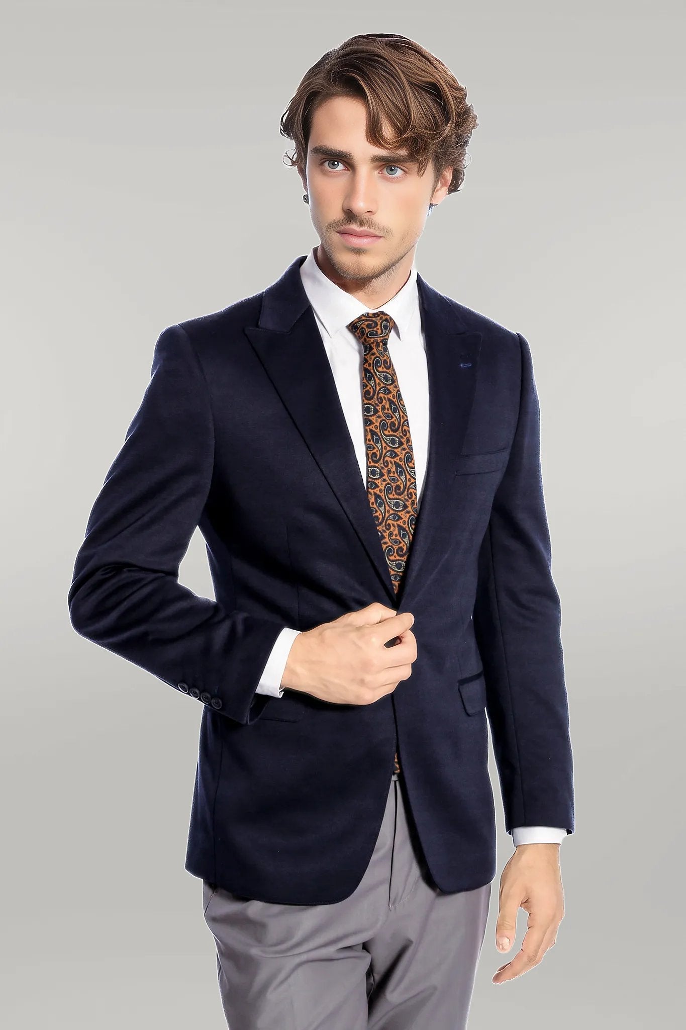 KOALA SYDNEY Navy Blue Plain Slim-Fit Jacket