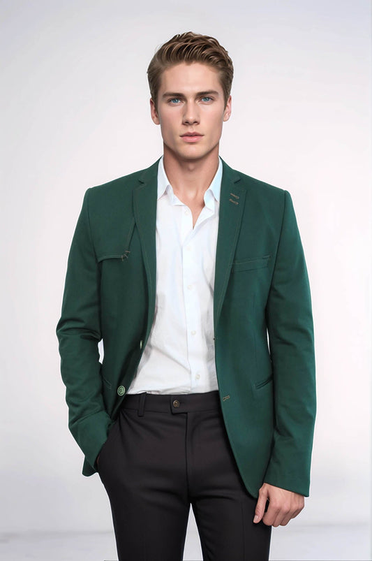 KOALA SYDNEY Double Buttons Shoulder Piece Mono Lapel Green Jacket-Wessi