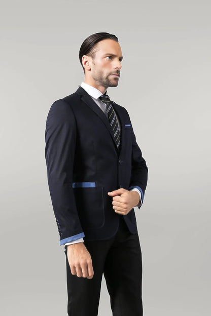 2 Button Bag Pocket Navy Blue Jacket-