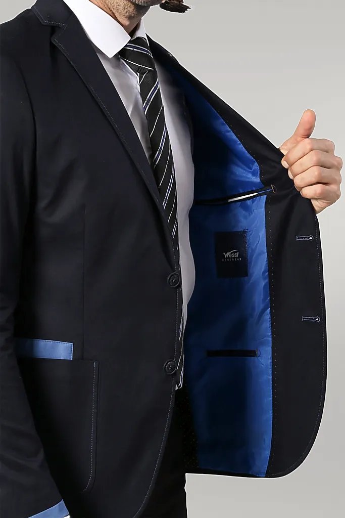 2 Button Bag Pocket Navy Blue Jacket-