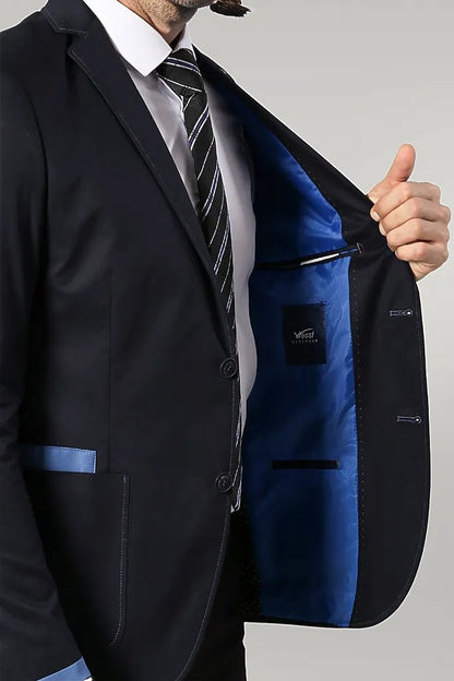 2 Button Bag Pocket Navy Blue Jacket-