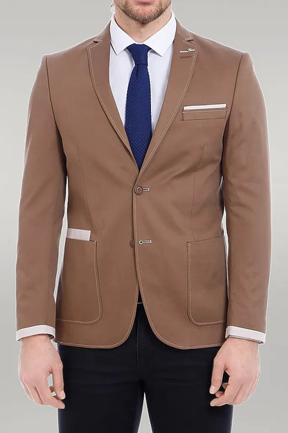 2 Button Bag Pocket Tan Jacket-