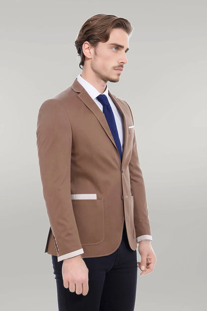 2 Button Bag Pocket Tan Jacket-