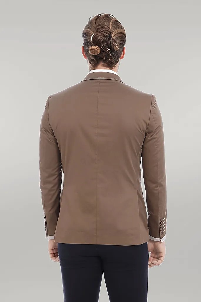 2 Button Bag Pocket Tan Jacket-
