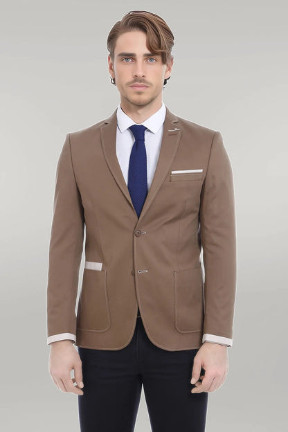 2 Button Bag Pocket Tan Jacket-