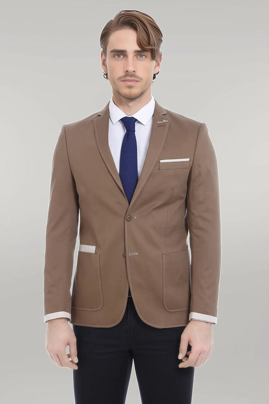 2 Button Bag Pocket Tan Jacket-