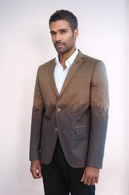 Slim Fit Cotton Brown Blazer