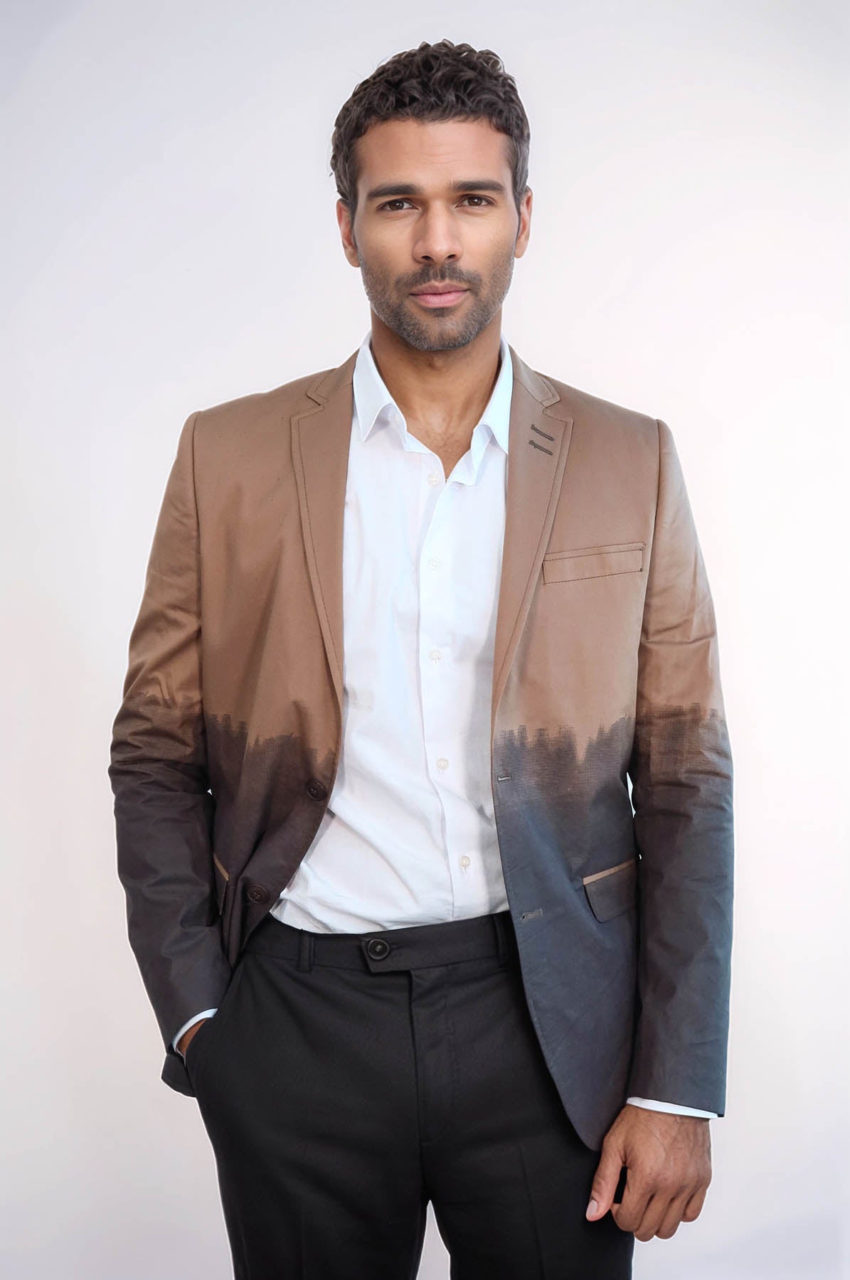 Slim Fit Cotton Brown Blazer