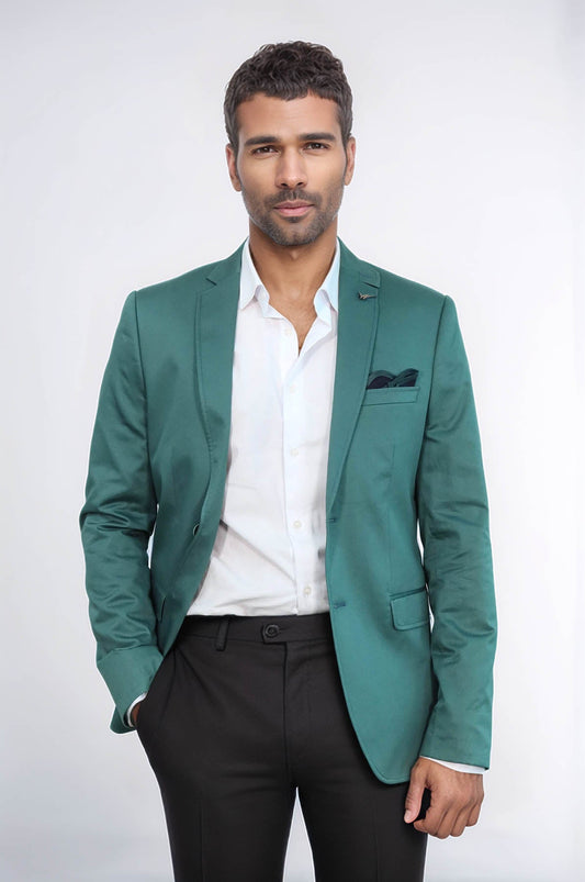 Modeled Cotton Green Blazer