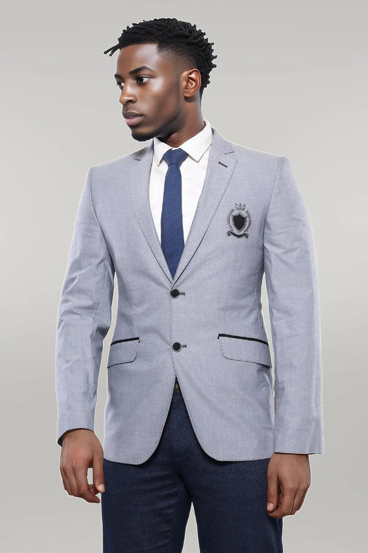 KOALA SYDNEY Double Button Mono Lapel Crested Light Grey Jacket-Wessi