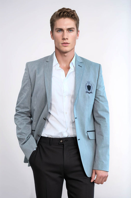 KOALA SYDNEY Double Button Mono Lapel Crested Grey Jacket-Wessi