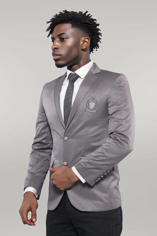 KOALA SYDNEY Double Button Mono Lapel Crested Light Smoked Jacket-Wessi