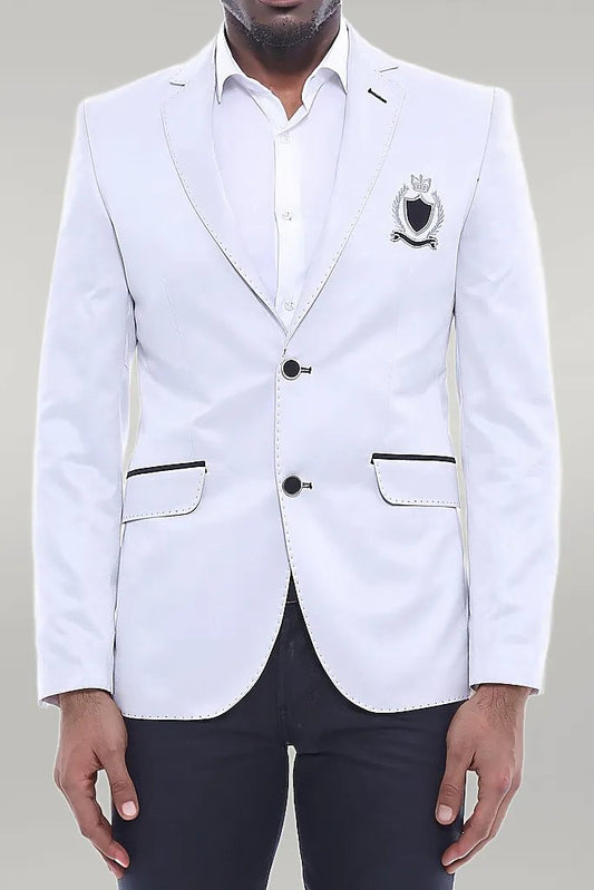 KOALA SYDNEY Double Button Mono Lapel Crested Cream Jacket-Wessi
