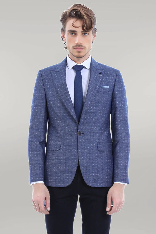 KOALA SYDNEY Blue Linen Dot Patterned Jacket