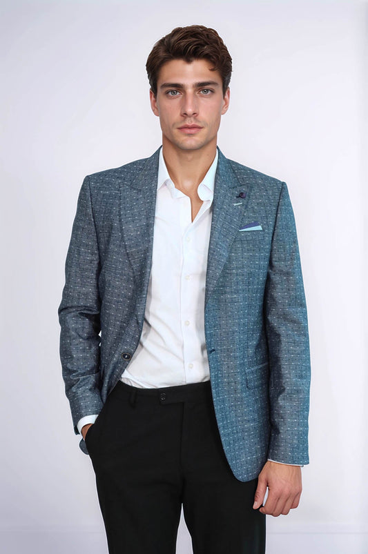 KOALA SYDNEY Navy Blue Linen Dot Patterned Jacket