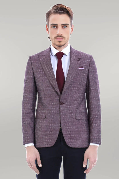 KOALA SYDNEY Burgundy Linen Dot Patterned Jacket