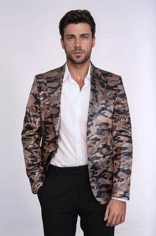 KOALA SYDNEY Single Button Camouflage Brown Jacket-Wessi