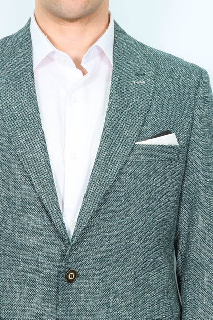Self-Patterned Green Men's Blazer