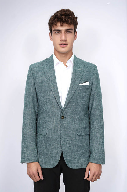 Self-Patterned Green Men's Blazer