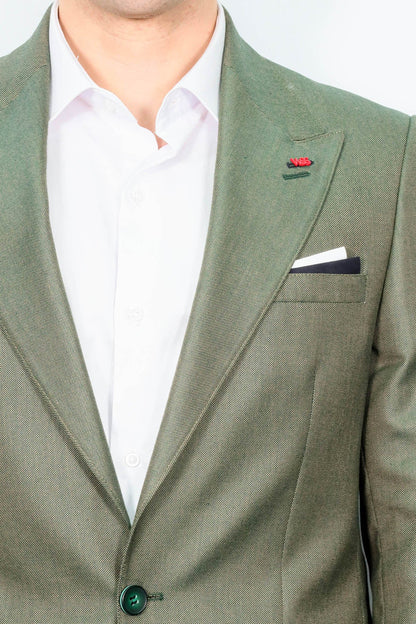 KOALA SYDNEY Single Button Half Liner Pointed Collar Green Jacket-Wessi
