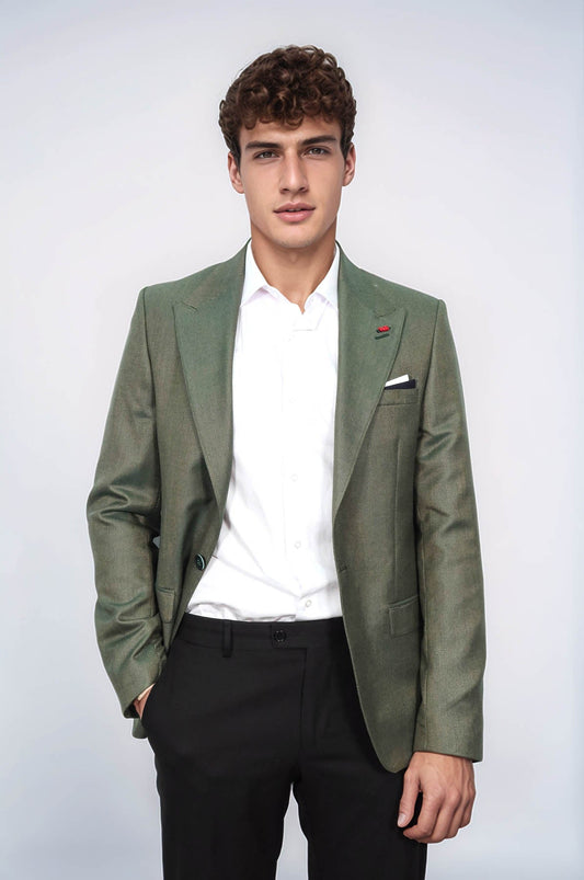 KOALA SYDNEY Single Button Half Liner Pointed Collar Green Jacket-Wessi