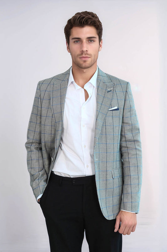 KOALA SYDNEY  Single Button Pointed Collar Light Blue Blazer