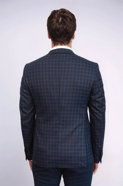 KOALA SYDNEY Plaid Navy Blue Jacket with Handkerchief
