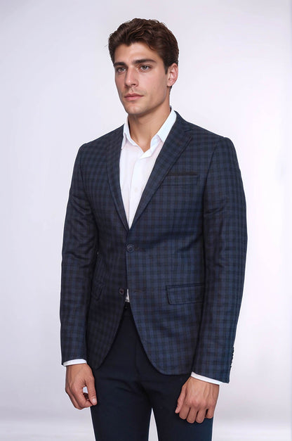 KOALA SYDNEY Plaid Navy Blue Jacket with Handkerchief