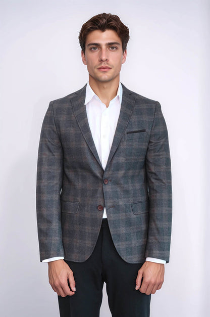 KOALA SYDNEY Plaid Smoked Jacket with Handkerchief