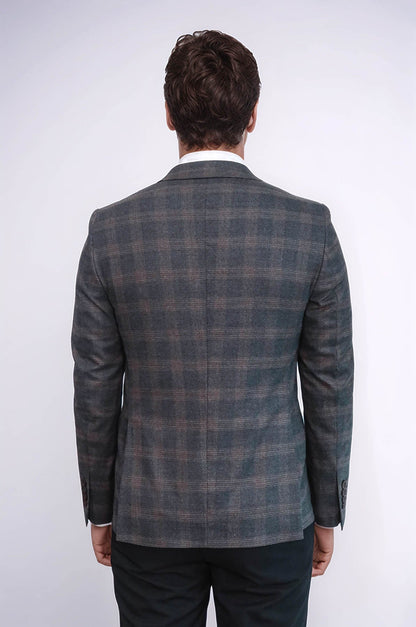 KOALA SYDNEY Plaid Smoked Jacket with Handkerchief