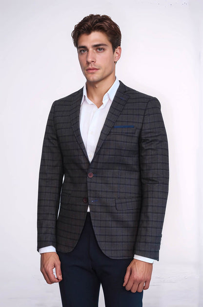 Plaid Brown Jacket with Handkerchief - Wessi