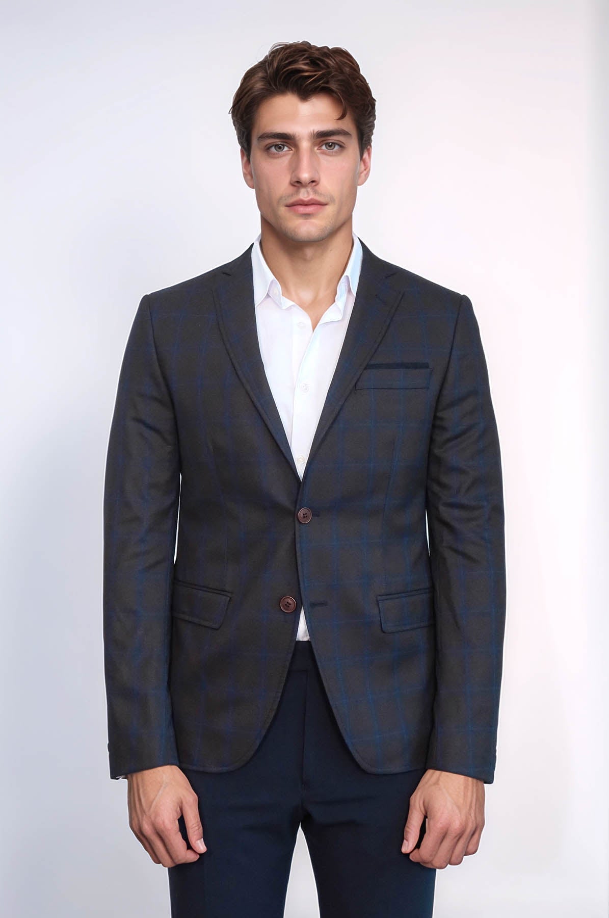 KOALA SYDNEY Plaid Brown Jacket with Handkerchief