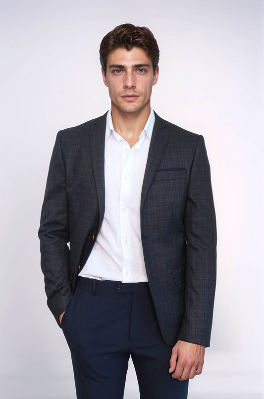 KOALA SYDNEY Plaid Brown Jacket with Handkerchief