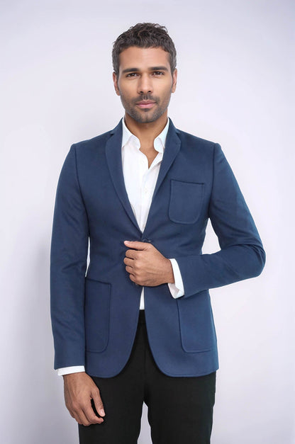 Modeled Slim Fit Navy Blue Jacket